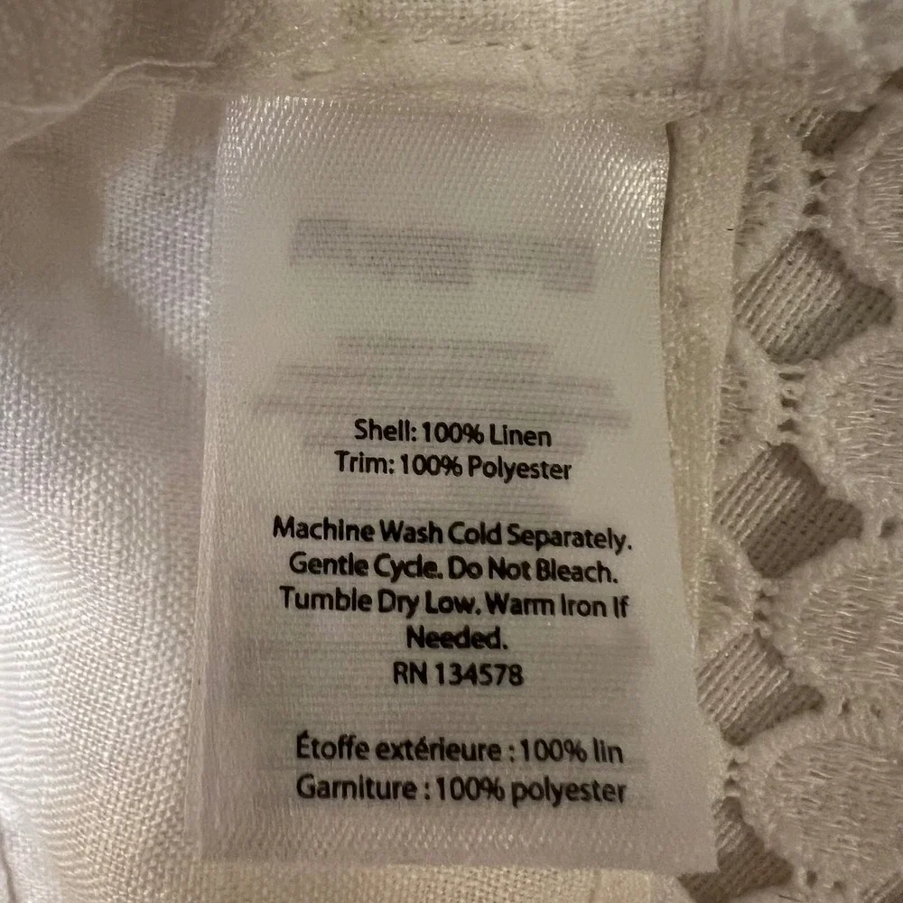 Vineyard Vines White 100% Linen Strapless Eyelet Lace Resort Dress Size XXS